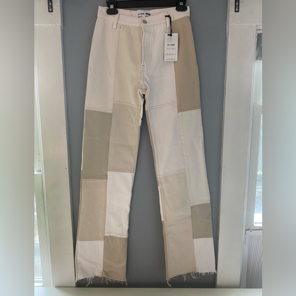 Re/Done Patchwork Women Jeans - Cream and Tan
